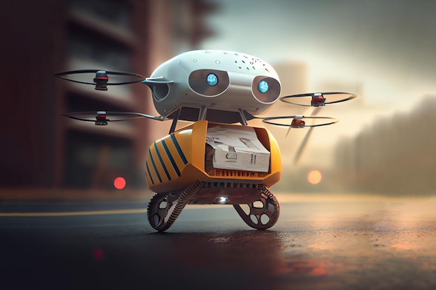 Selfdriving robot smart delivery drone Generative Ai