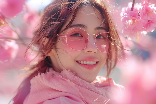 A selfie amidst blooming cherry blossoms in a Japanese park