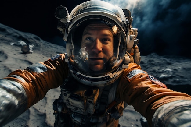 Selfie of an Astronaut Amidst the Universe Generative Ai