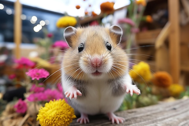 A selfie of a cute hamster looking at camera