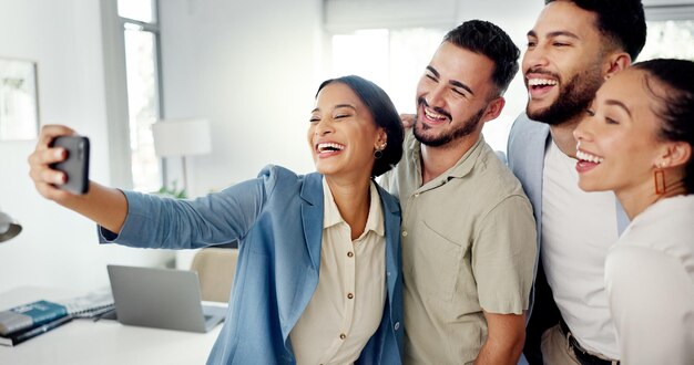 Premium Photo | Selfie office team and group of people in social media
