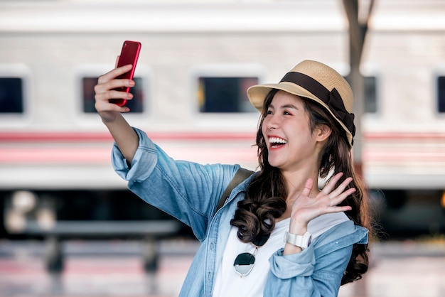 selfie-portrait of attractive girl 