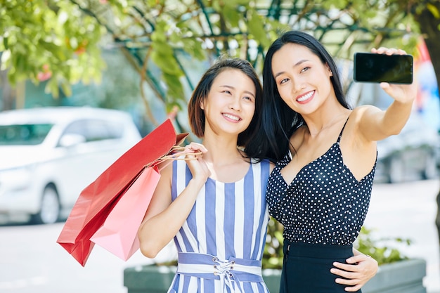 Selfie portrait of two friends