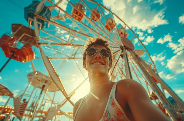 Photo selfie with ferris wheel