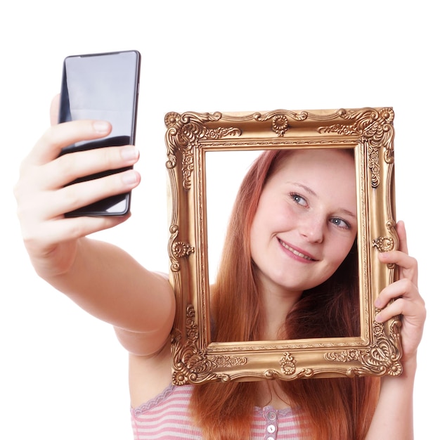 Photo selfie with picture frame