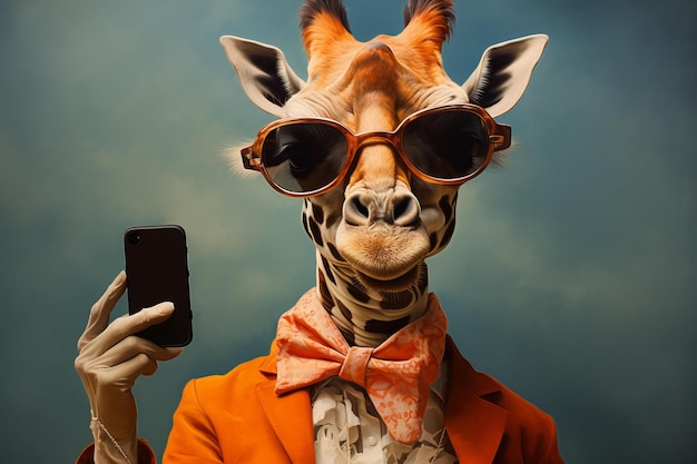 Selfie woman giraffe Generate Ai