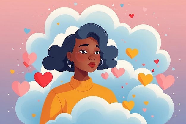 Photo selflove cloud protective thoughtscape vector art