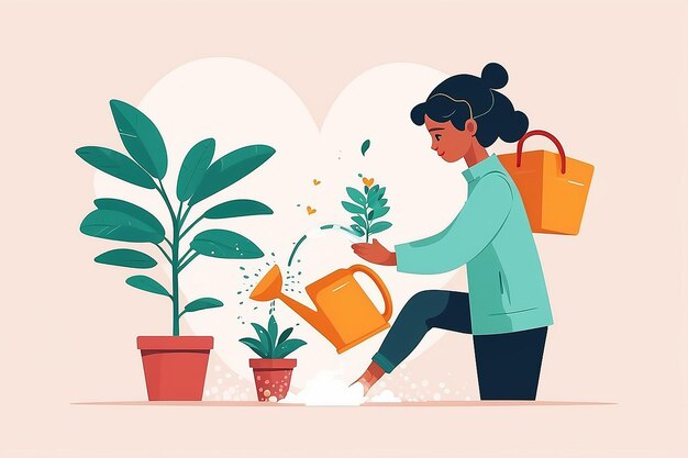 Photo selflove cultivation vector illustration of nurturing growth