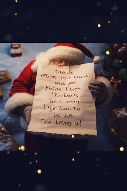 Photo selfmade childish christmas letter