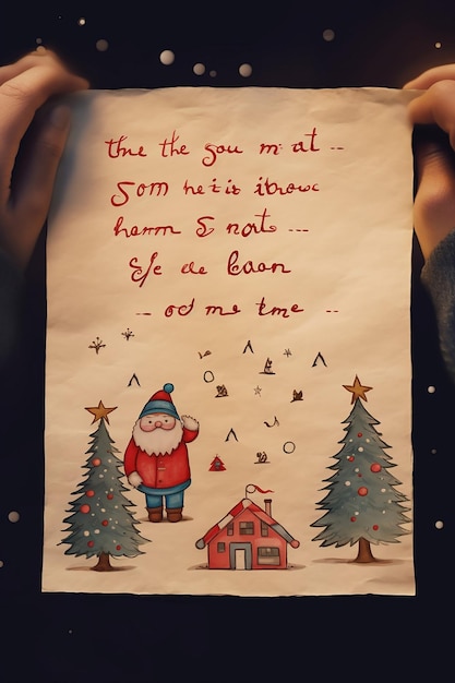 Photo selfmade childish christmas letter