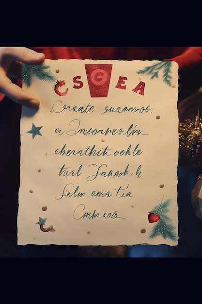 Photo selfmade childish christmas letter