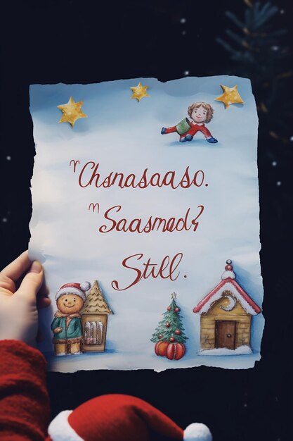 Photo selfmade childish christmas letter