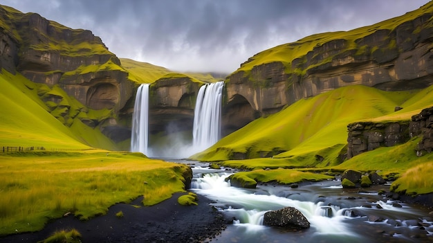 Photo seljalandsfoss waterfall in iceland europe long exposure