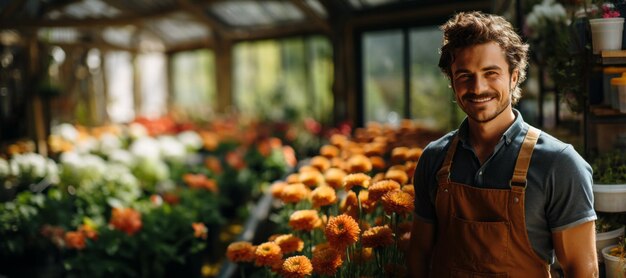 seller in his flower shop Generative AI