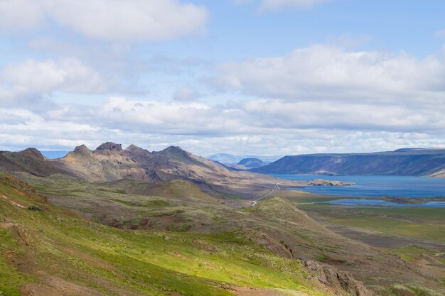 Photo seltun area aerial landscape south iceland panorama