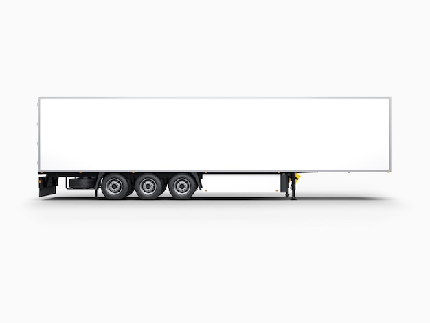 Photo semi trailer mockup isolated on gray 3d rendering