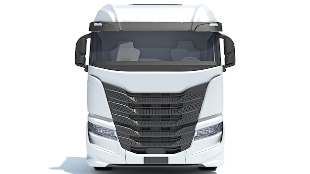 Semi Truck 3D-weergave op witte achtergrond