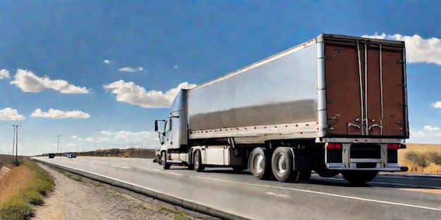 Photo a semi truck carrying cargo on a highway