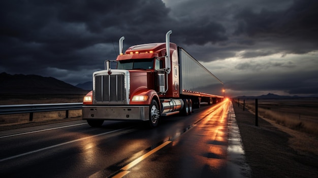 Semi truck on a highway