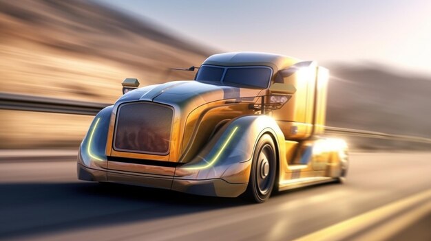 Полугрузовик r на шоссе обои Шоссе мощное ускорение супергрузовика иллюстрация