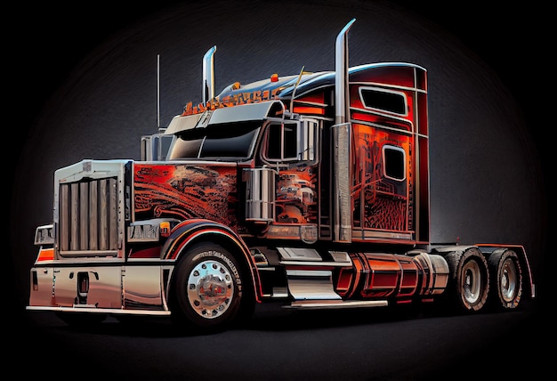 Photo semi truck trucking and shipping theme generate aiai generated