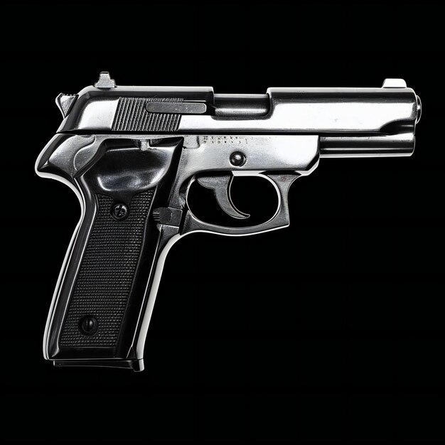 Semiautomatic handgun isolated on a black background