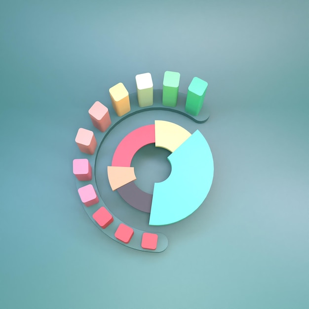 semicircular growth chart from red to green 3d render