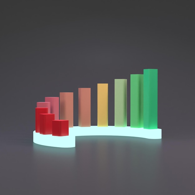 Photo semicircular growth chart from red to green 3d render