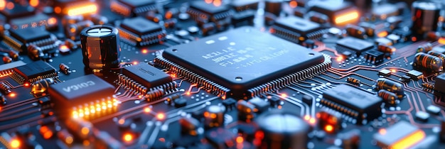 Semiconductor Technology and Engineering Circuit and Motherboard Concept Blue and Green Design