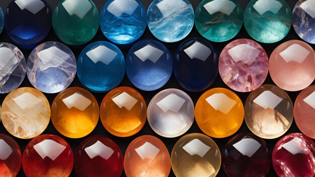 Photo semiprecious gemstones round color spectrum