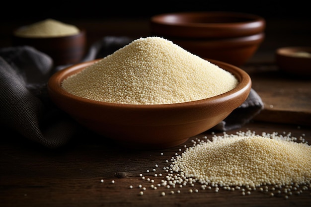 Photo semolina sesame seeds scatter