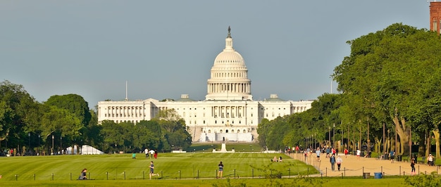 Senate capitol building and national mall in washington dc usa