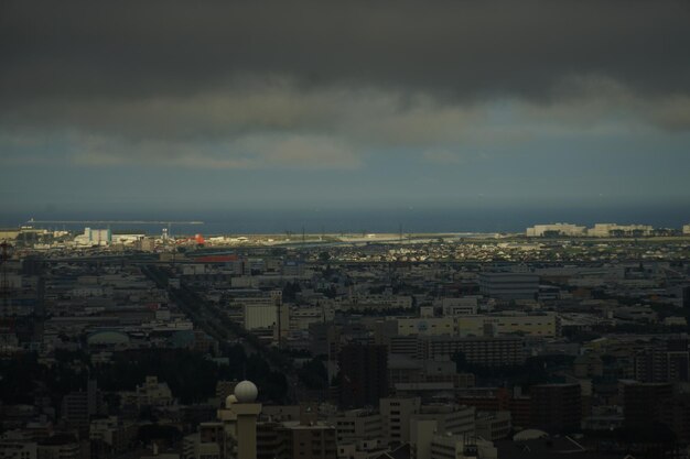 Photo sendai cityscape from the ael observation deck