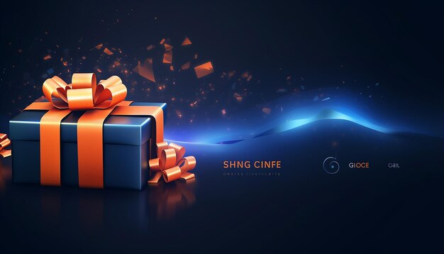 Sending gift icone clean design darken blue and orange landing page gaming and glitch