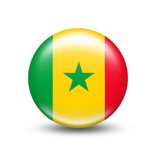 Senegal country flag in sphere with white shadow - illustration