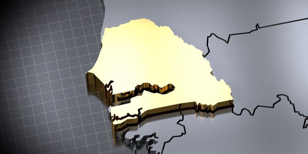 Senegal country shape 3D illustration