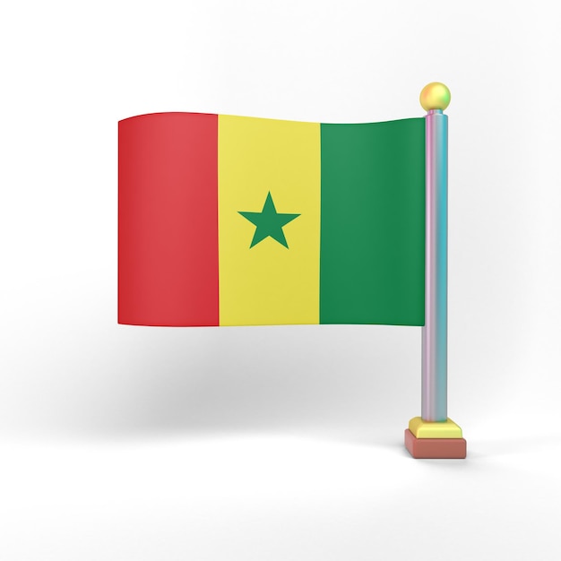 Photo senegal flag front view in white background