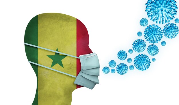 보호 얼굴 마스크 d 렌더링 세네갈 의료 사람