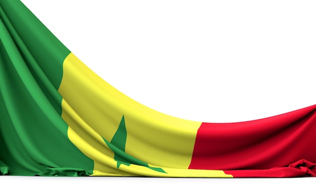 Senegal national flag hanging fabric banner 3D Rendering