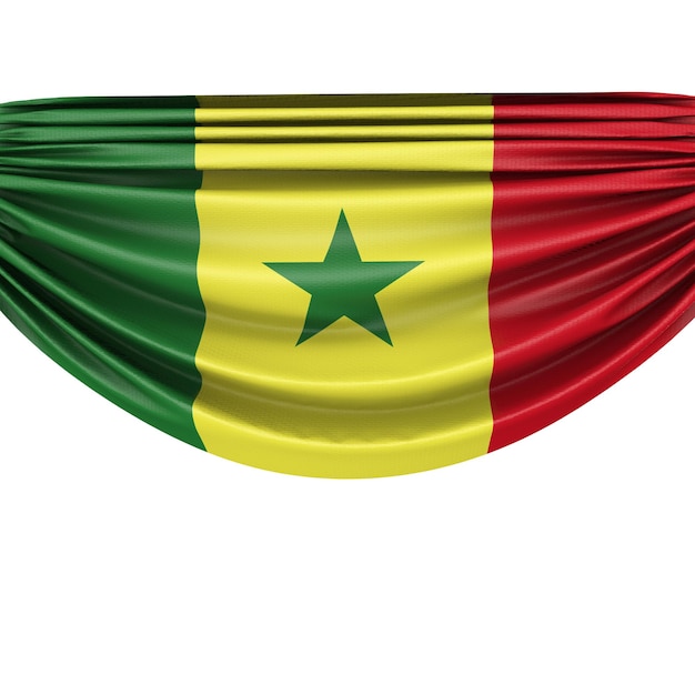 Senegal national flag hanging fabric banner 3D Rendering