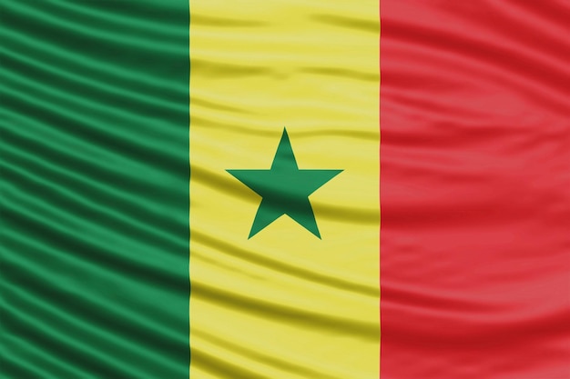 Senegal vlag Golf close-up, nationale vlag achtergrond
