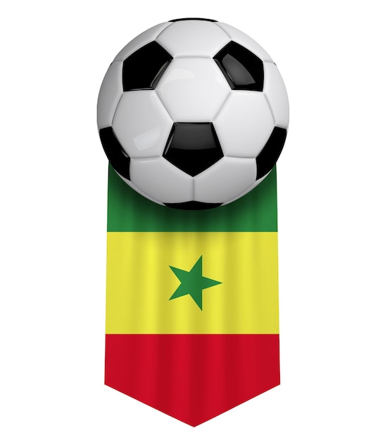 Senegal voetbal vlag doek hangende banner 3D-rendering