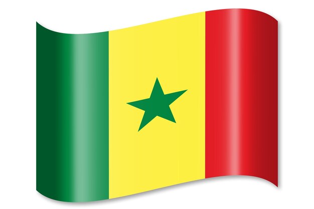 Photo senegal waving country flag on white background