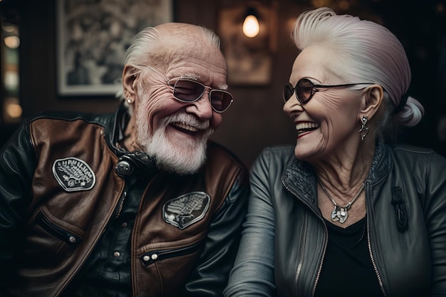 senior biker couple