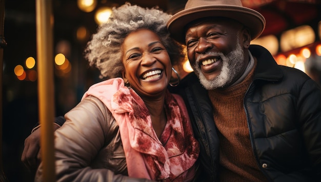 Пожилая чернокожая американская пара наслаждается вместе