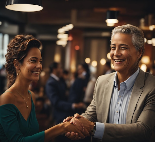 Senior Businessman Shaking hands while smiling