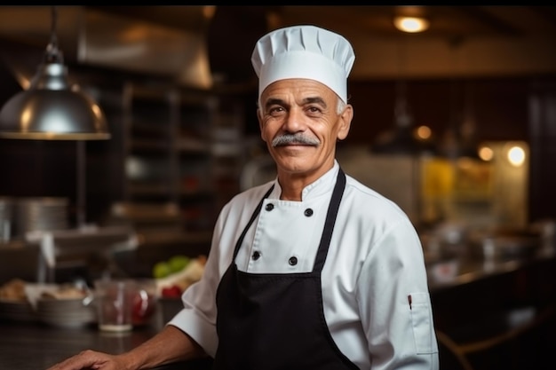 Senior chef-kok in de keuken