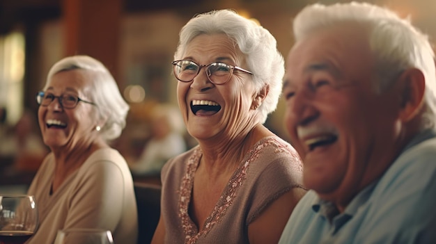 Photo senior citizens having great time together