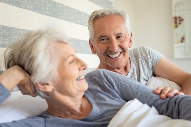 Senior couple in bed