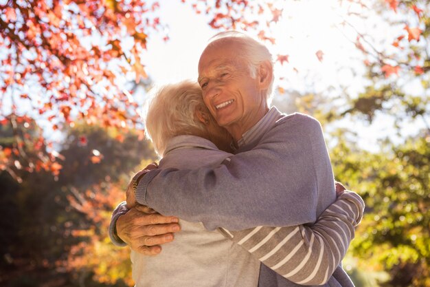 Senior couple embracing